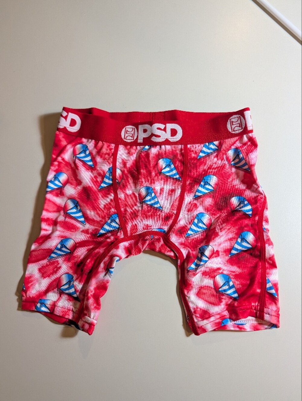 PSD Kids Red Tie-Dye Boxer Briefs with Blue Cone Print NWT